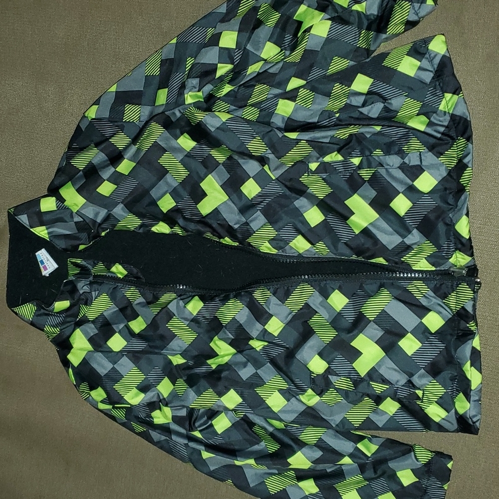 Size 5T Black & Lime Green Fleece-lined Fall Jacket